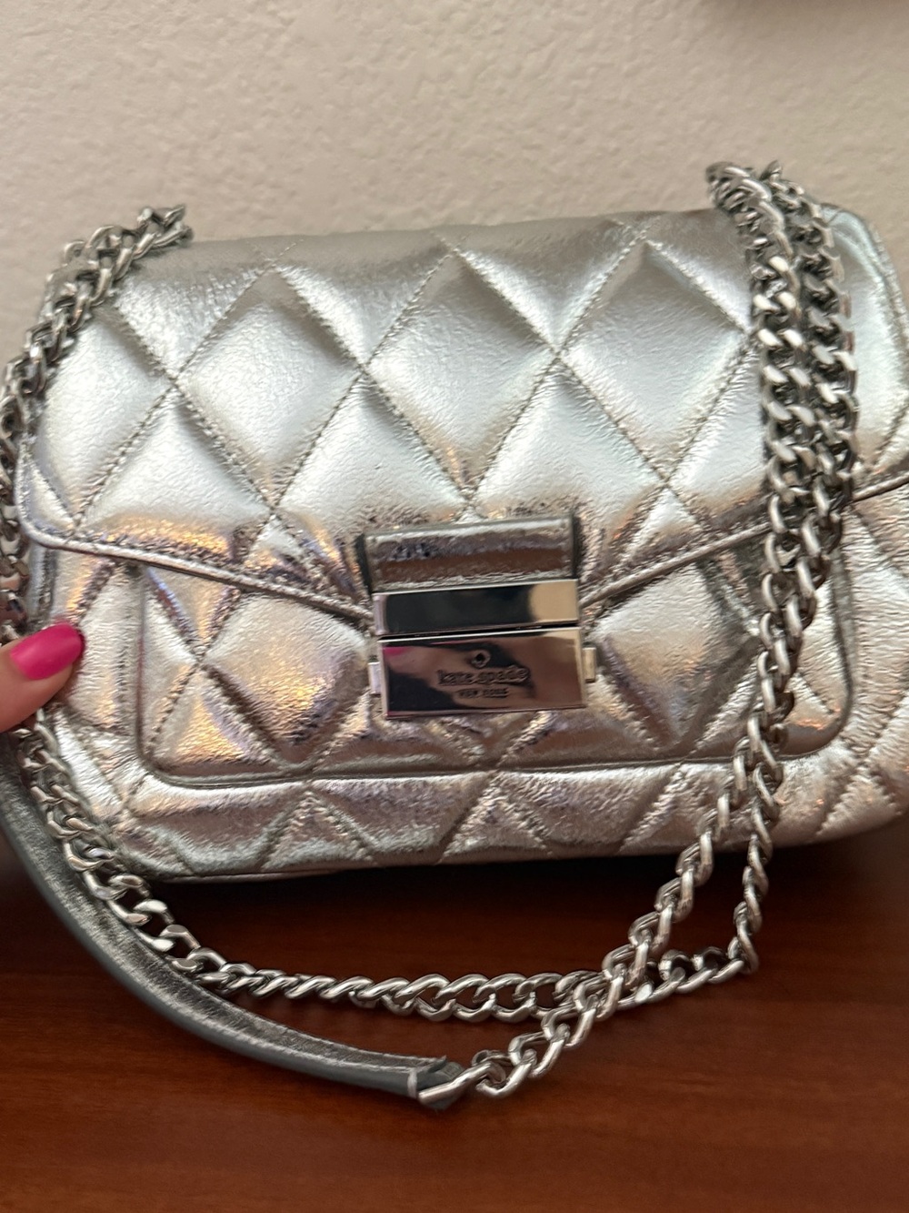 Kate spade Carey Metallic Silver Shoulder bag